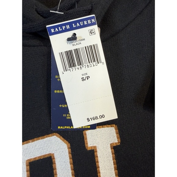 Polo Ralph Lauren Logo Hoodie Black Men's Small S NWT $168 Cotton Sweatshirt - Picture 3 of 7